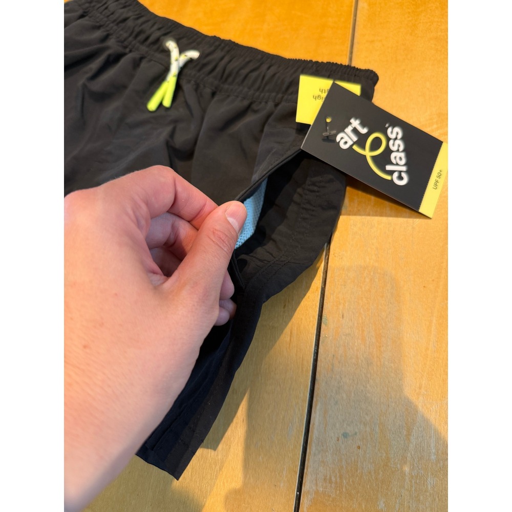 Art Class Boys Black Swim Trunks UPF 50+ Mid-Thigh‎ Shorts Size S 6/7 NWT - Picture 13 of 13